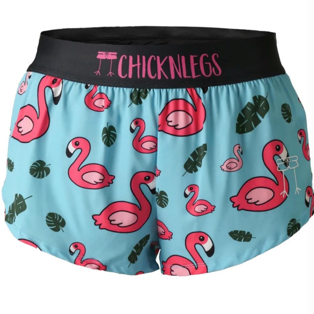 Women's Flamingo Athletic Shorts - Blue and Pink